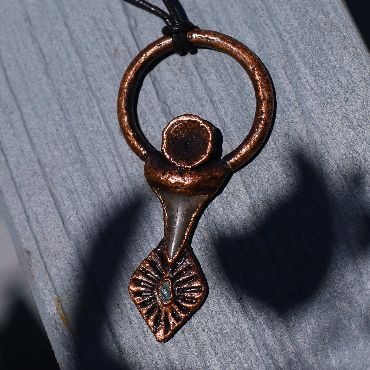Florida Fossil Mako Shark Tooth Necklace Copper Pendant