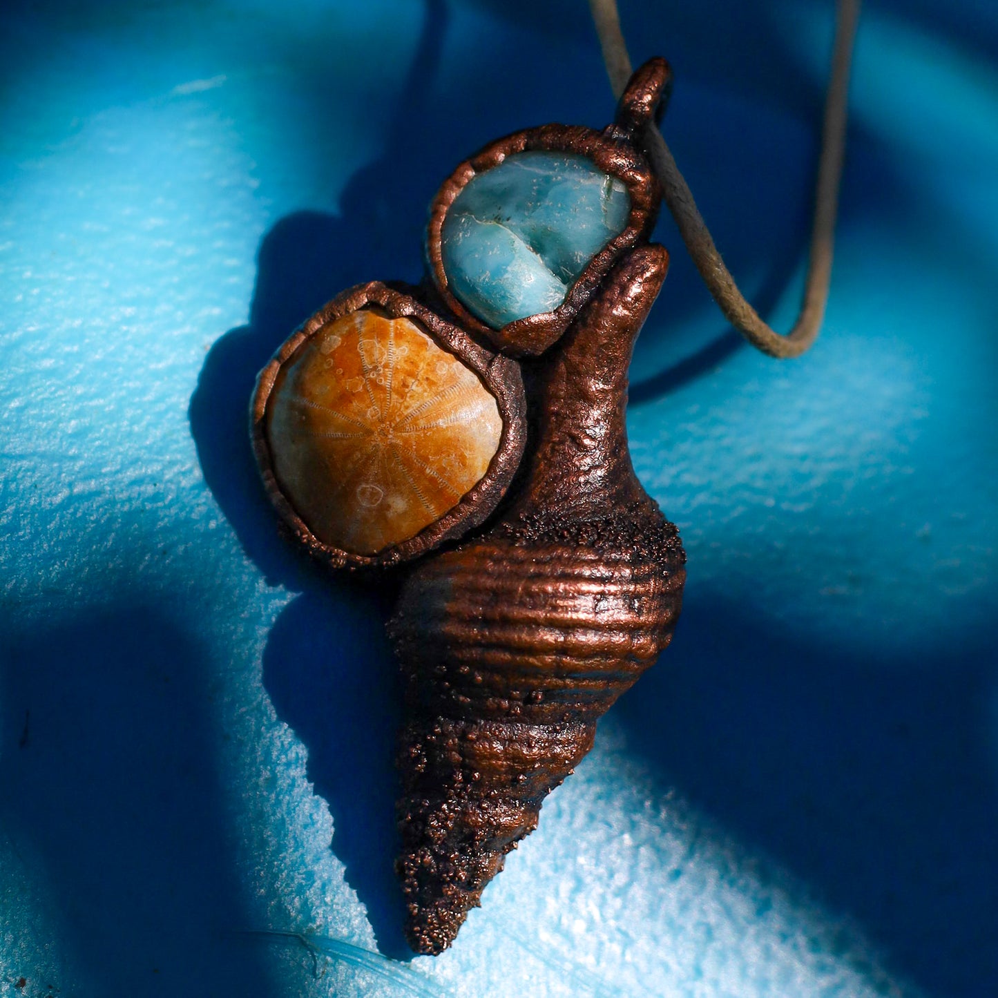 Florida Fossil Fusinus Shell Necklace Copper Pendant