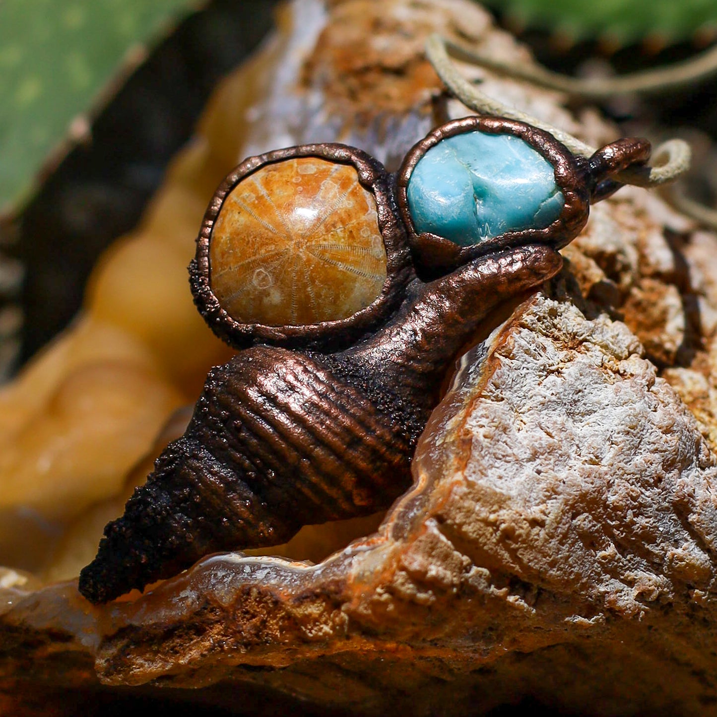 Florida Fossil Fusinus Shell Necklace Copper Pendant