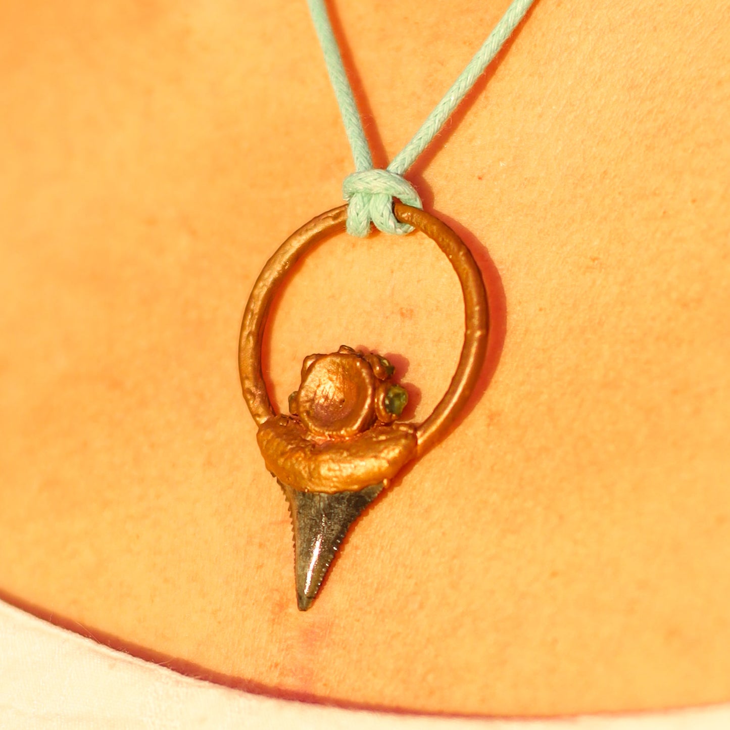 Great White Shark Florida Fossil Shark Tooth Copper Pendant Necklace