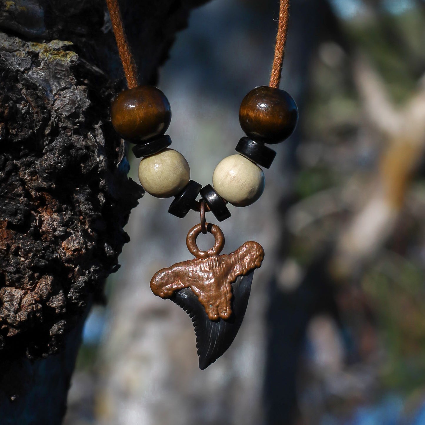 Hemi/Snaggletooth Florida Fossil Shark Tooth Copper Pendant Necklace Beads