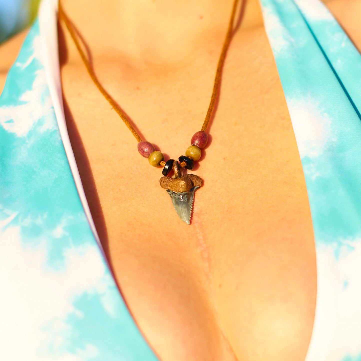 Hemi/Snaggletooth Florida Fossil Shark Tooth Copper Pendant Necklace Beads