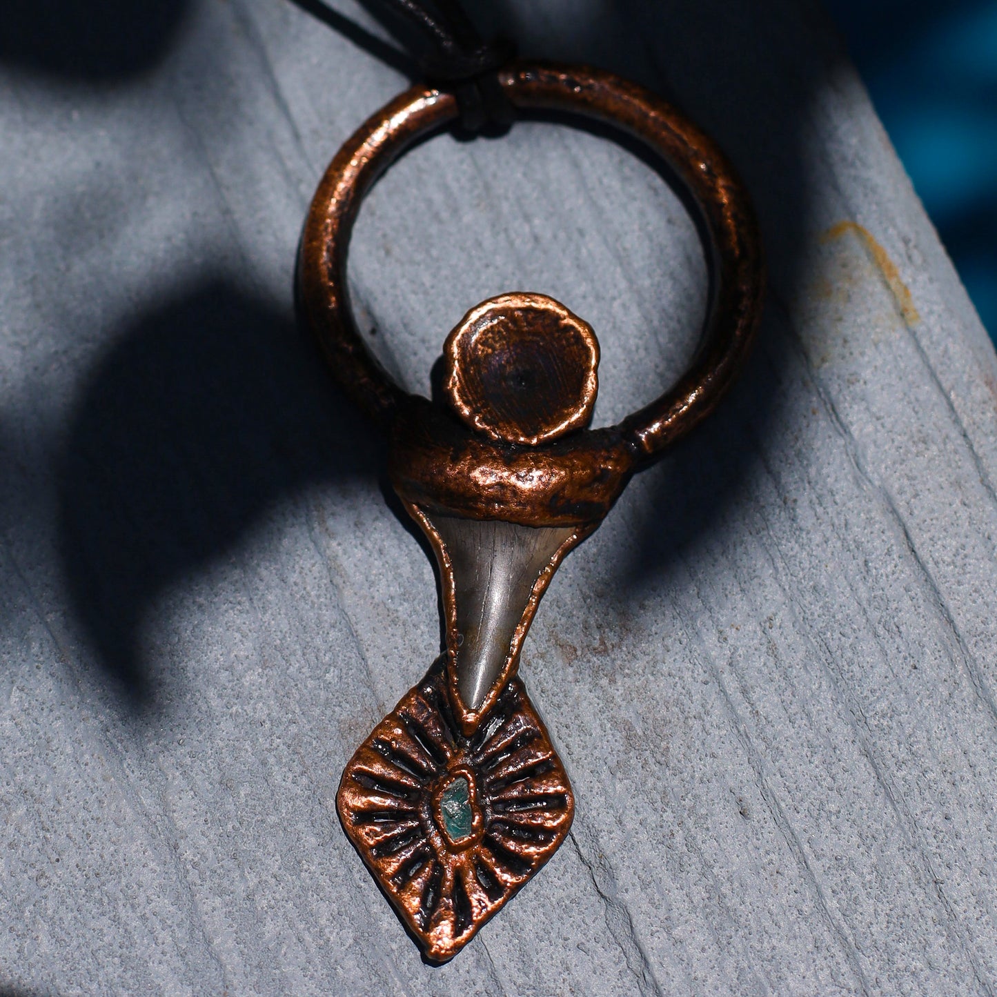 Florida Fossil Mako Shark Tooth Necklace Copper Pendant
