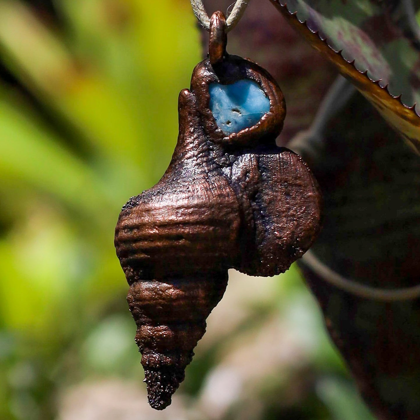 Florida Fossil Fusinus Shell Necklace Copper Pendant