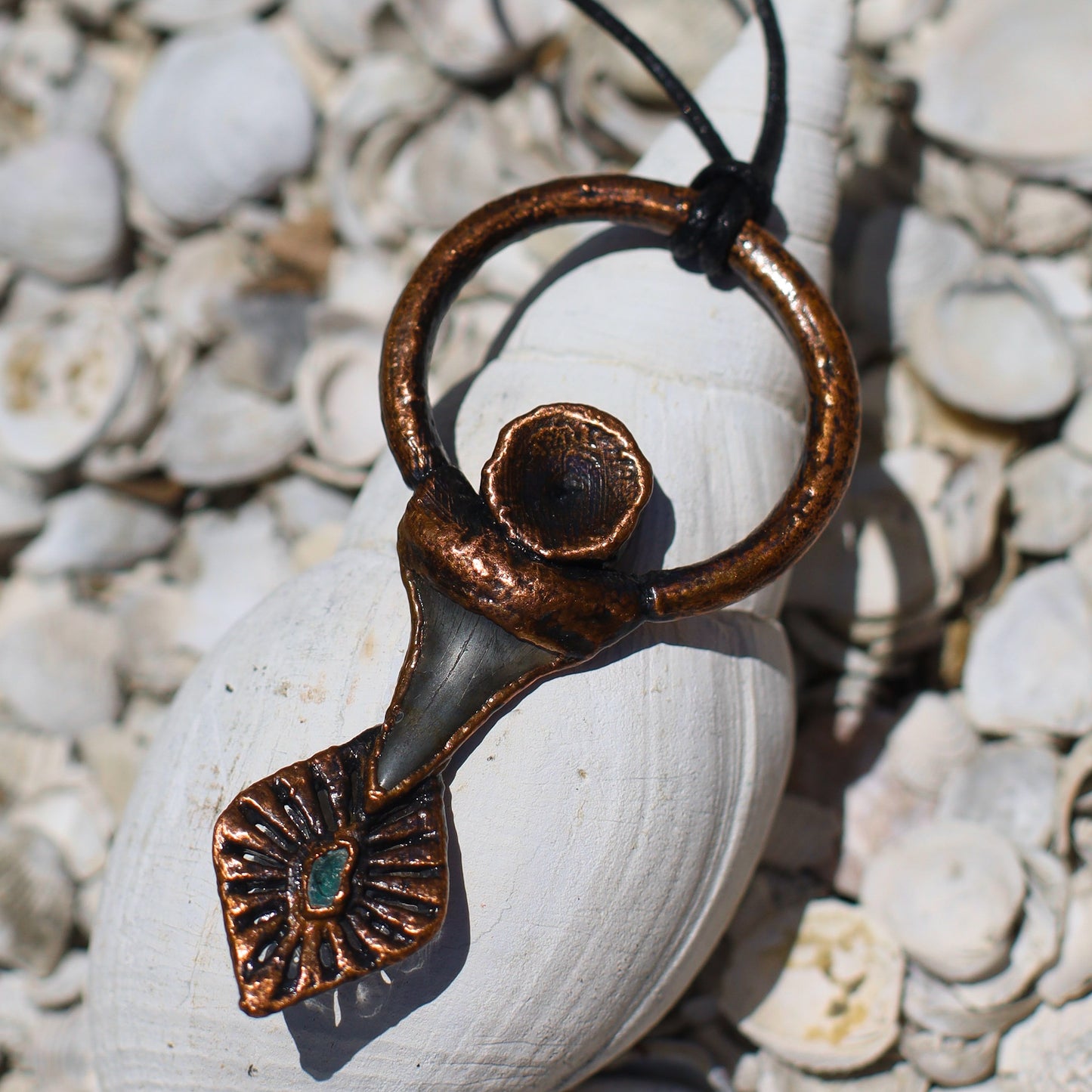 Florida Fossil Mako Shark Tooth Necklace Copper Pendant