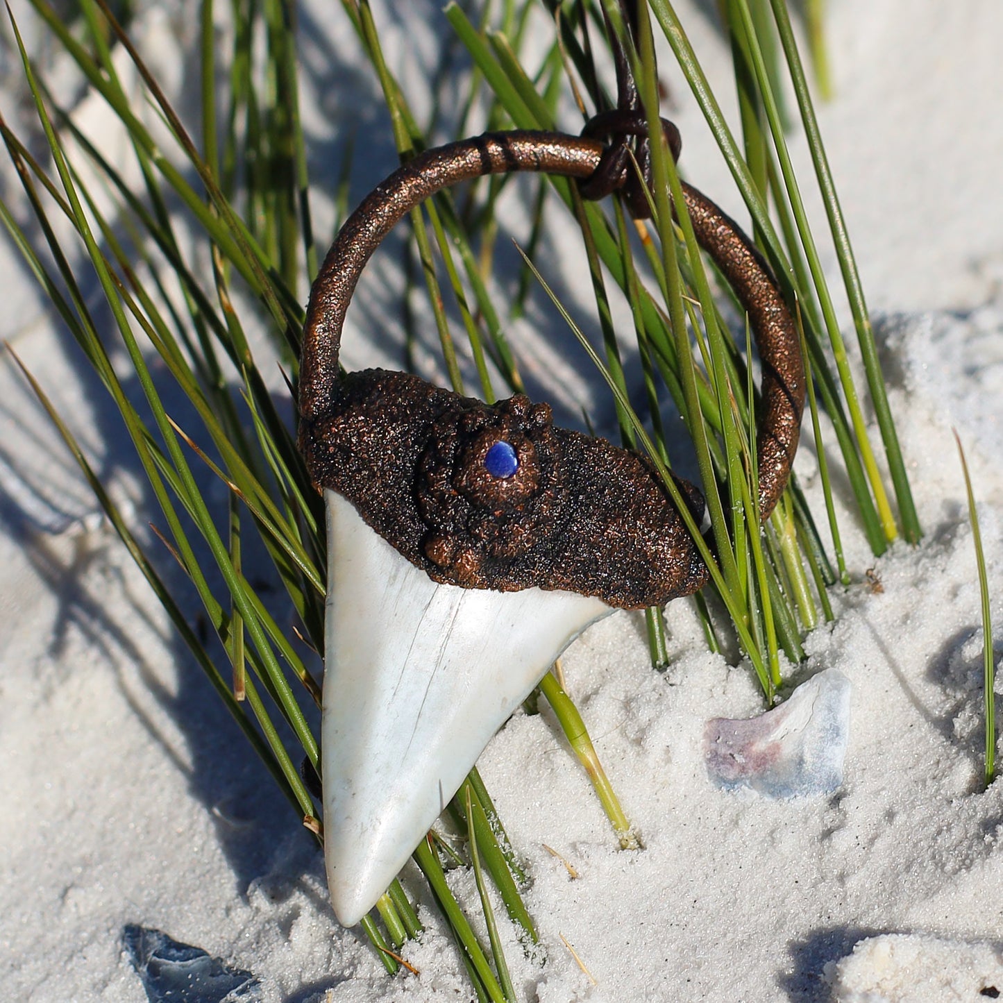 Mako Florida Fossil Shark Tooth Copper Pendant Necklace