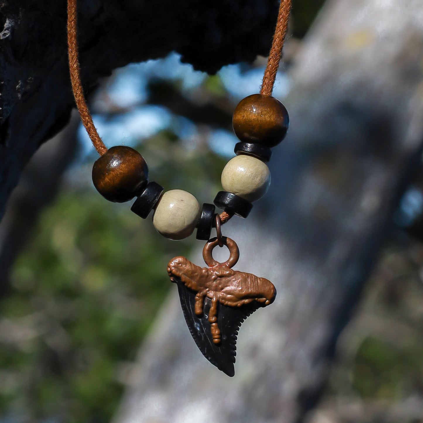 Hemi/Snaggletooth Florida Fossil Shark Tooth Copper Pendant Necklace Beads