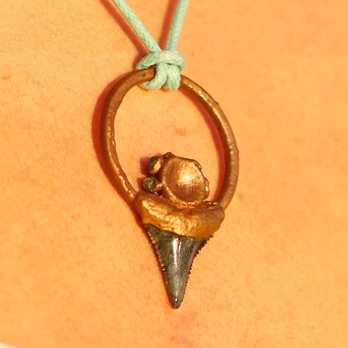 Great White Shark Florida Fossil Shark Tooth Copper Pendant Necklace