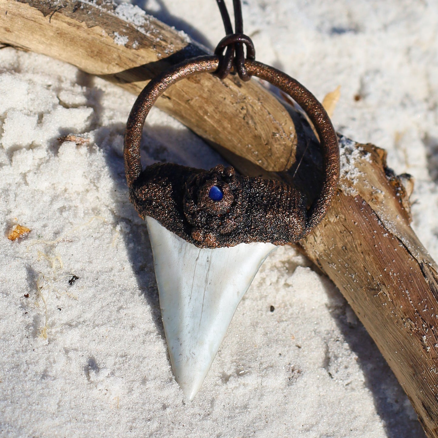 Mako Florida Fossil Shark Tooth Copper Pendant Necklace